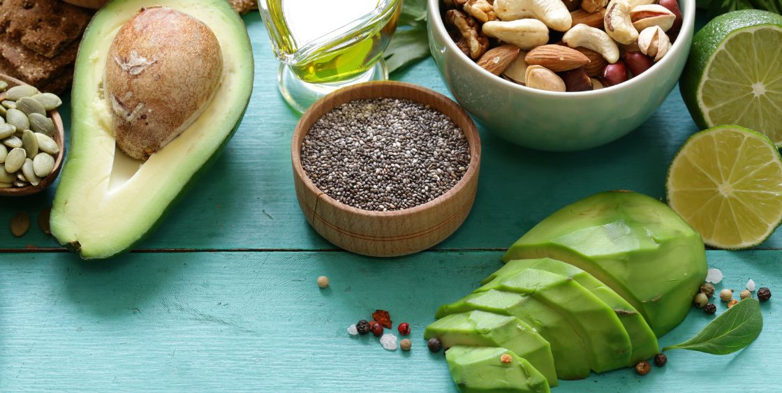 Avocados, flaxseeds, nuts, limes 
